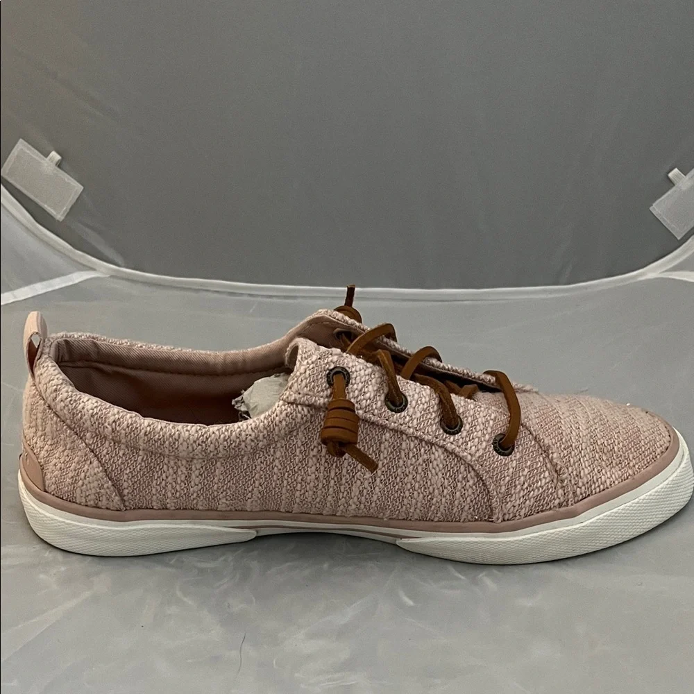 Sperry Women's Pier Wave Blush Pink Canvas Upper Slip On Sneakers - Size 9.5